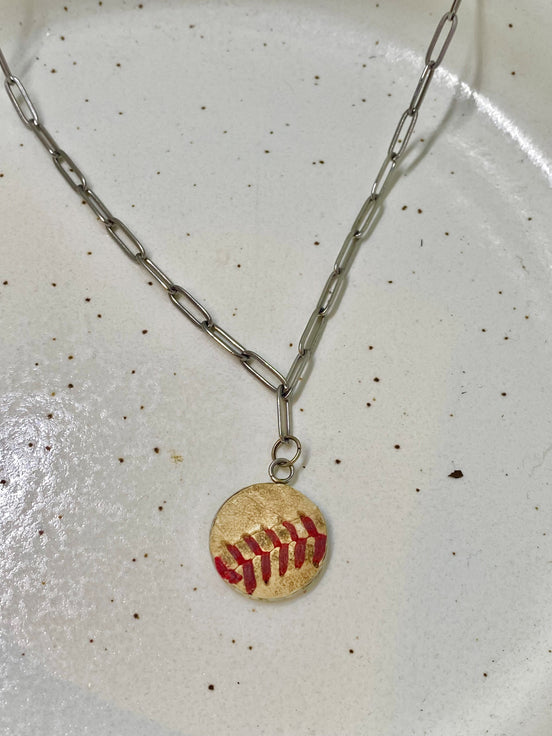 Baseball Paperclip Necklace