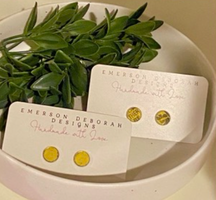 Stud Earrings Authentic Softball Leather 10mm