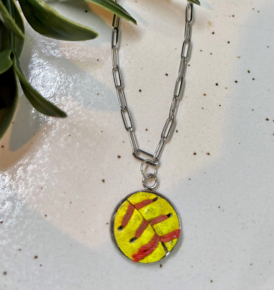 Softball Paperclip Necklace