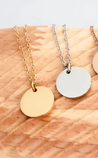 15mm Disk Necklace Engraved with stitches and jersey number